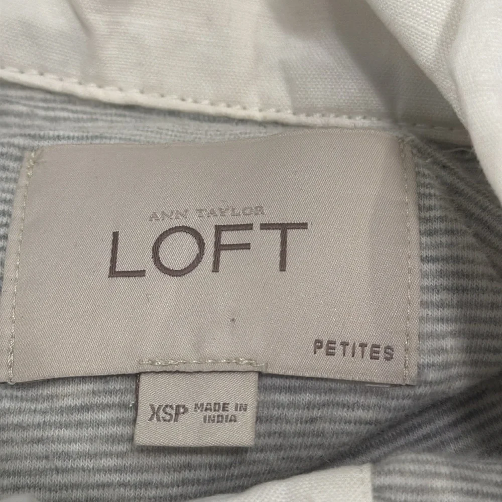 Ann Taylor Loft Petite White and Khaki Spring/Summer Light Cotton Jacket, XSP - Picture 7 of 8